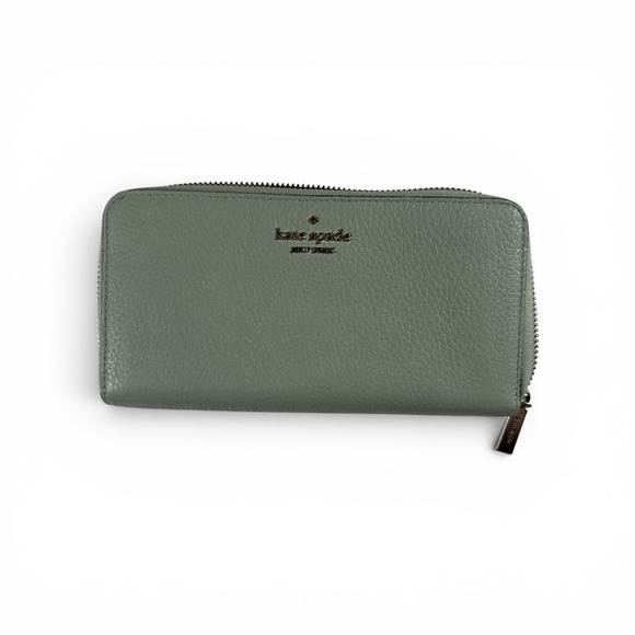 kate spade Handbags - Kate‎ Spade New York Sage Green Pebbled Leather Zip Around Continental Wallet